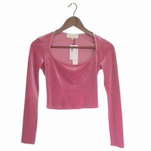 Fleur du Mal Pink Velvet Crop Top